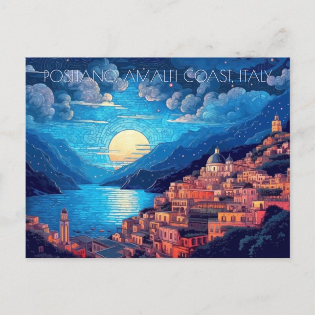 Positano Amalfi Küste Malerei Italien Reisen Kunst Postkarte (Vorderseite)