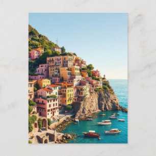 Positano Amalfi-Küste Retro-Reise Klippenseite Postkarte