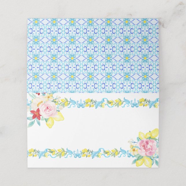 Positano Amalfi Mediterrane Hochzeit Platzkarte (Außenseite Aufgefaltet)