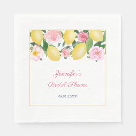 Positano Aquarelllemons Rosa Blume Blau Weiß Serviette