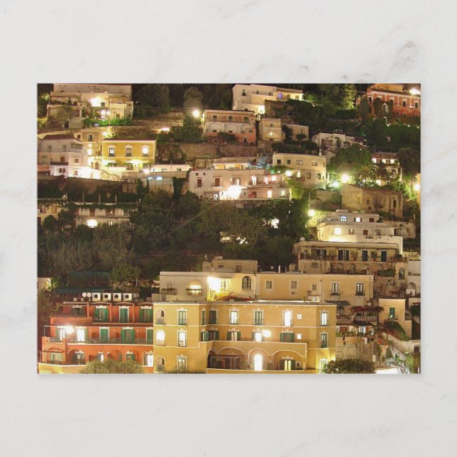 Positano bei Nacht - Zuhause Postkarte (Vorderseite)