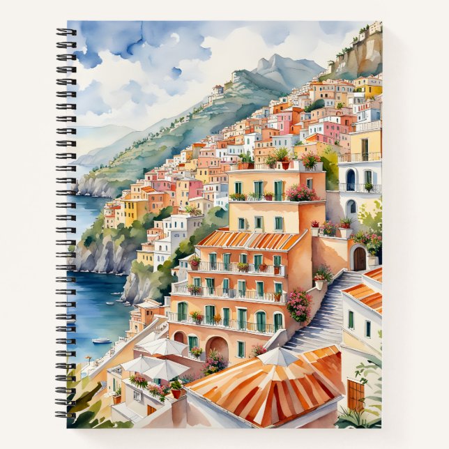 Positano: Die italienische Amalfiküste mit Aquarel Notizbuch (Vorderseite)
