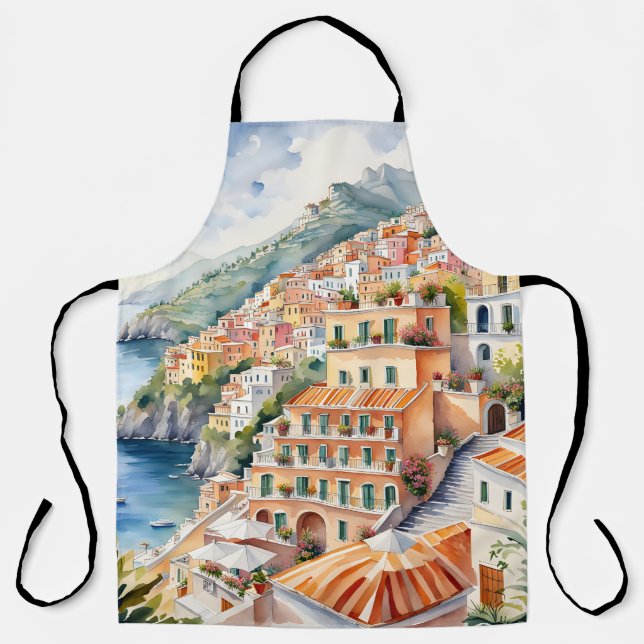 Positano: Die italienische Amalfiküste mit Aquarel Schürze (Vorderseite)