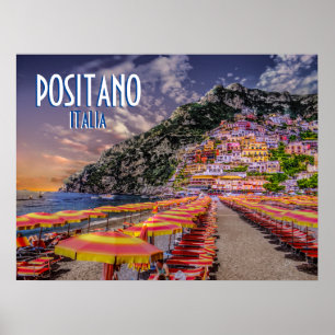 Positano Italien Amalfi Küste Sonnenuntergang Poster