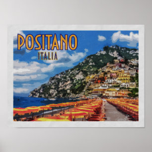 Positano Italien Amalfi Vintage Reise Poster
