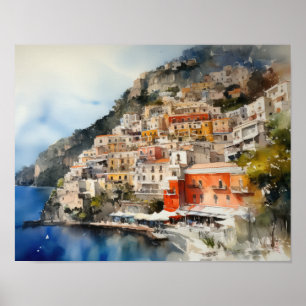 Positano Italien Aquarellkunst Print Poster