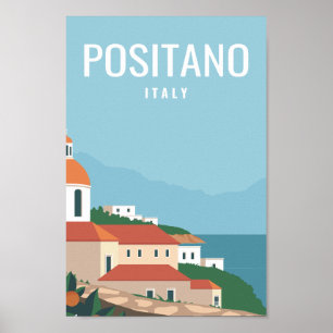 Positano Italien Berühmter Reiseort Illustration Poster