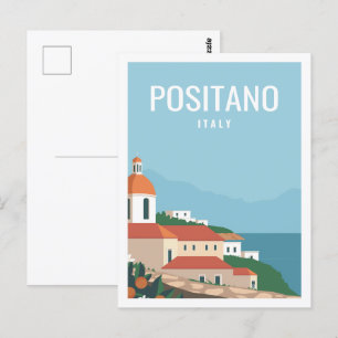 Positano Italien Berühmter Reiseort Illustration Postkarte