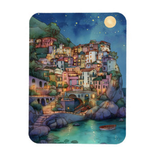 Positano, Italien - Coastal Village & Starry Sky Magnet