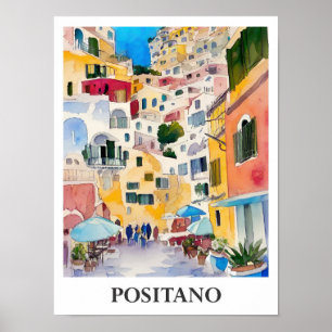 Positano Italien Kunst Aquarell Reise Poster
