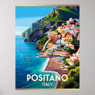 Positano Italien Küsten-Reiseszene 🌊 Poster