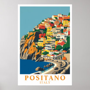 Positano Italien Mittelmeer Vintage Reise Kunst Poster