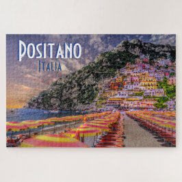 Positano Italien Retro Typografy Travel Puzzle
