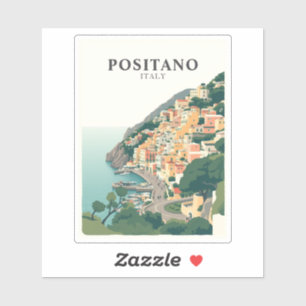 Positano, Italien Stadt Retro Aufkleber