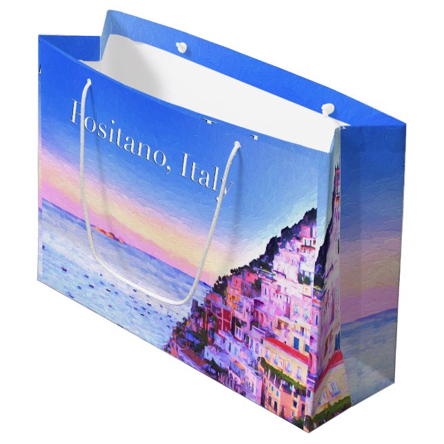 Positano, Italien Sunset Gift Bag Große Geschenktüte (Vorderseite Schrägansicht)