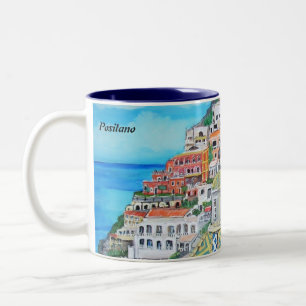 Positano, Italien-Tasse Zweifarbige Tasse