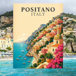 Positano Italien Vintage Reise Amalfi-Küste Postkarte