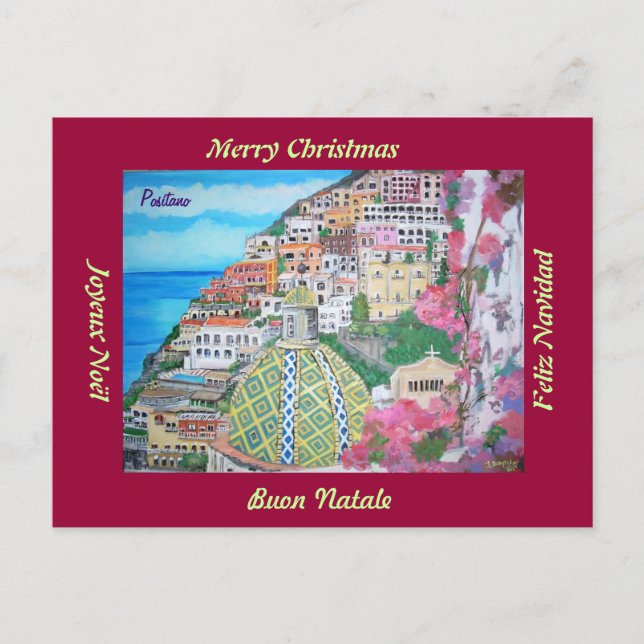 Positano, Italien-Weihnachtspostkarte Feiertagspostkarte (Vorderseite)