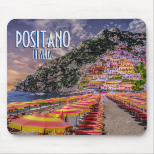 Positano Italy Cliff Zuhause Amalfi Sunset Retro Mousepad
