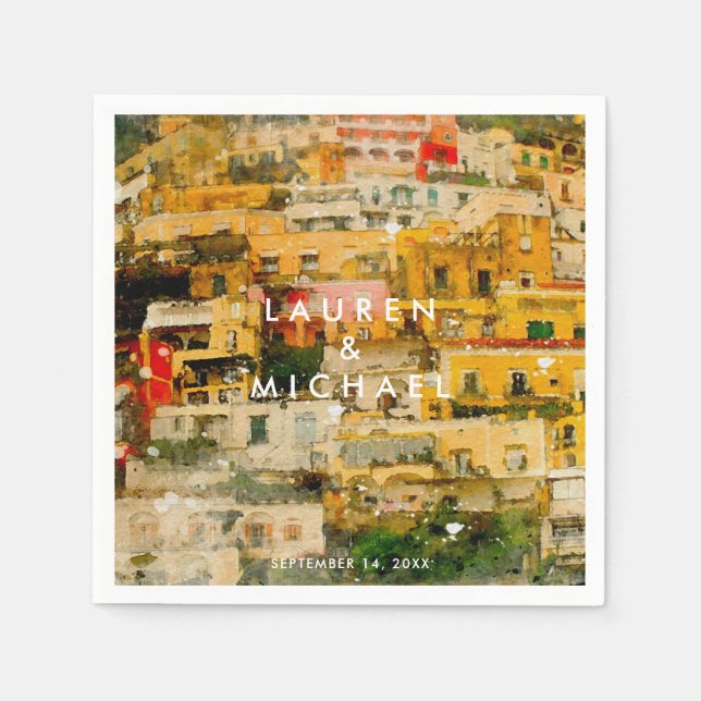 Positano italy landschaftliche Hochzeitsnapkins Serviette (Vorderseite)
