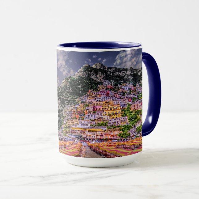 Positano Italy Sunset Amalfi Coast Travel Tasse (VorderseiteRechts)