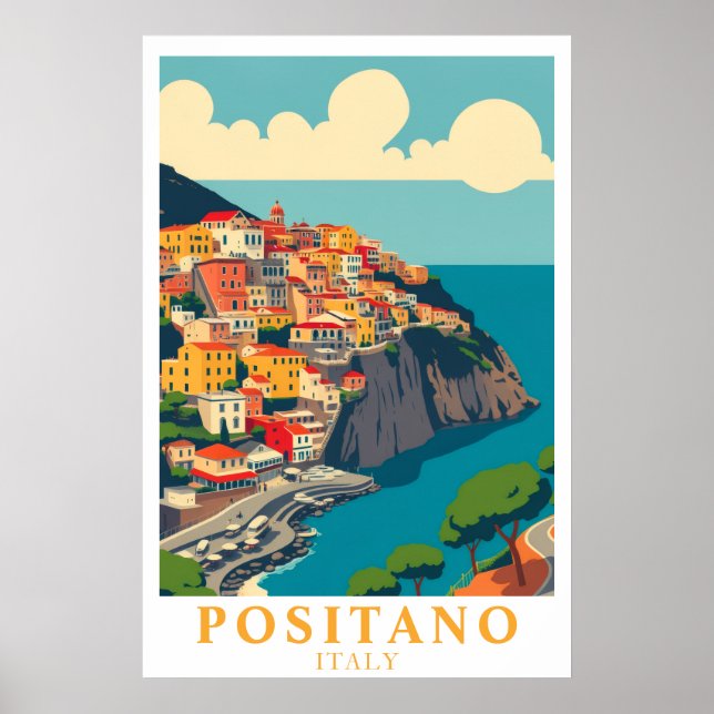 Positano Italy Vintage Travel Amalfi Coast Art Poster (Vorne)