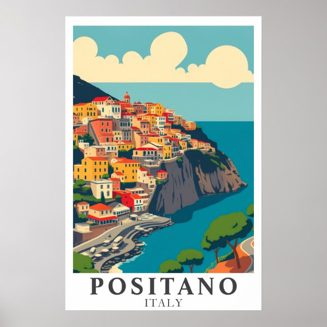 Positano Italy Vintage Travel Amalfi Coast Art Poster (Vorne)