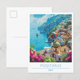 Positano Italy Vintage Travel Postkarte