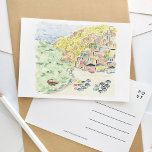 Positano Italy Watercolor Travel Postcard Einladungspostkarte<br><div class="desc">Eine wunderschön bemalte Aquarellpostkarte mit Positano,  Italien.</div>