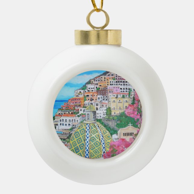Positano - Keramik-Ball-Verzierung Keramik Kugel-Ornament (Vorderseite)