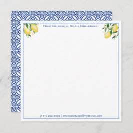 Positano Lemons Blue Tiles Baby Dusche Vielen Dank Mitteilungskarte