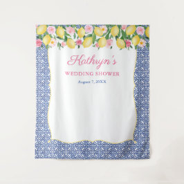 Positano Lemons Blue Tiles Foto Stand Hintergrund Wandteppich