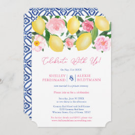 Positano Lemons Blue Tiles Wedding Empfang nur Einladung