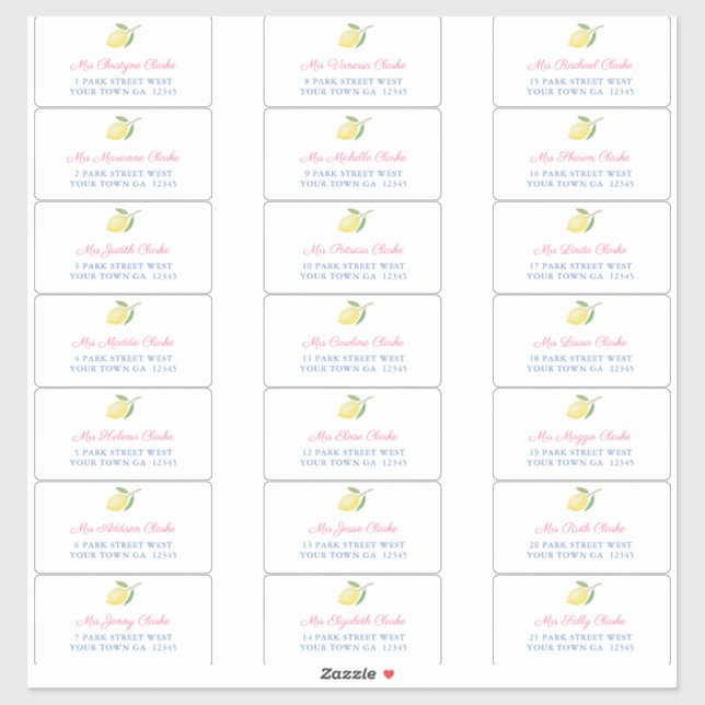 Positano Lemons Guest Envelope Address Labels (Blatt)