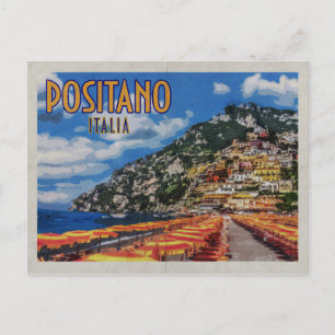 Positano Rücksendeadresse Distressed Vintage Reise Postkarte