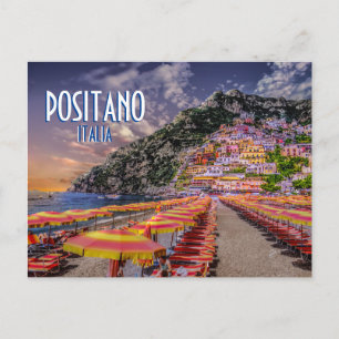Positano Rücksendeadresse Retro Typografy Travel Postkarte