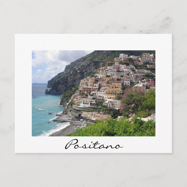Positano Stadt an der Amalfiküste weiße Postkarte (Vorderseite)