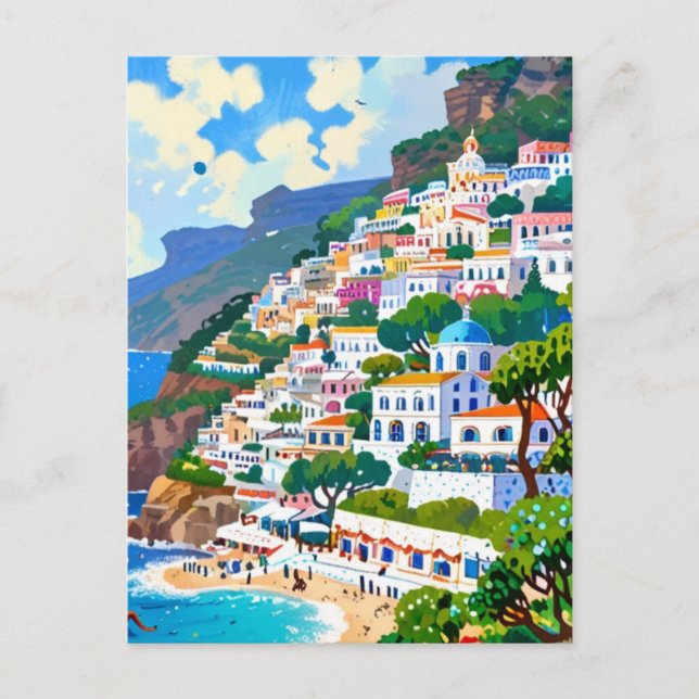 Positano Village, Italien, italienische Küstenstad Postkarte (Vorderseite)