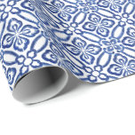 Positano Vintages italienisches blaues Fliesenmust Geschenkpapier<br><div class="desc">Vintages mediterranes Fliesenmuster in klassischem Blau und Weiß.</div>