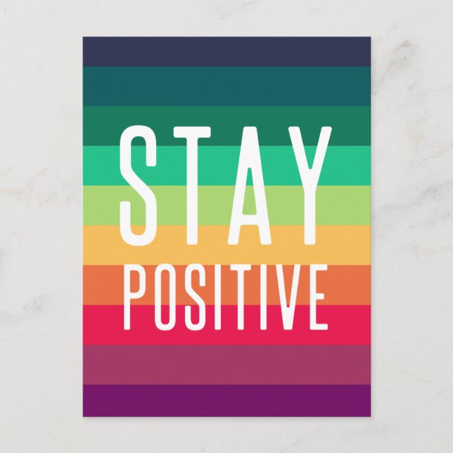Positiv bleibe | Rainbow Modern Stripe Stilvolle L Postkarte (Vorderseite)