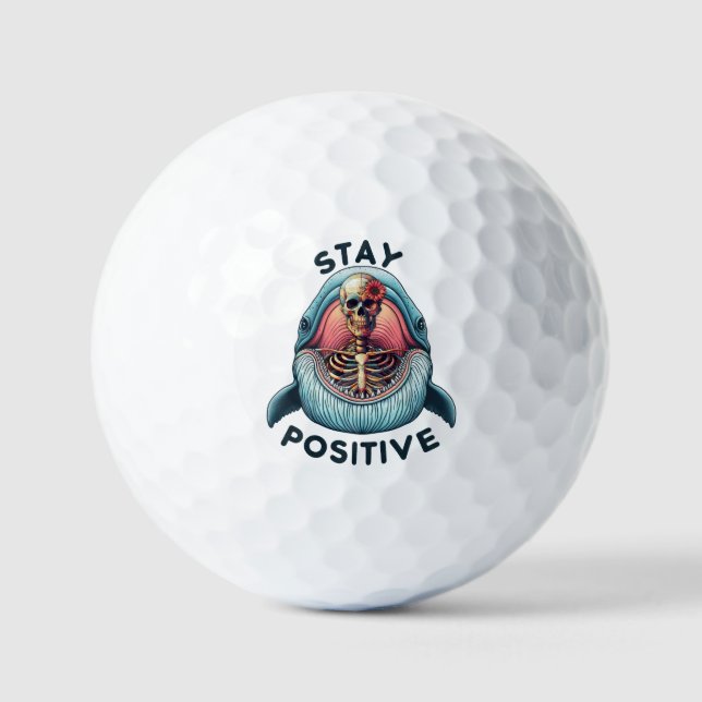Positiv bleibe Skelett und Wal Golfball (Vorderseite)