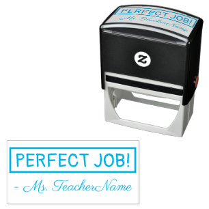 Positiv "PERFECT JOB!" + Name des benutzerdefinier Permastempel