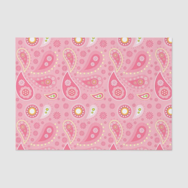 Positiv rosa Paisley Seidenpapier (Vorderseite)