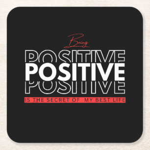 Positiv sein rechteckiger pappuntersetzer