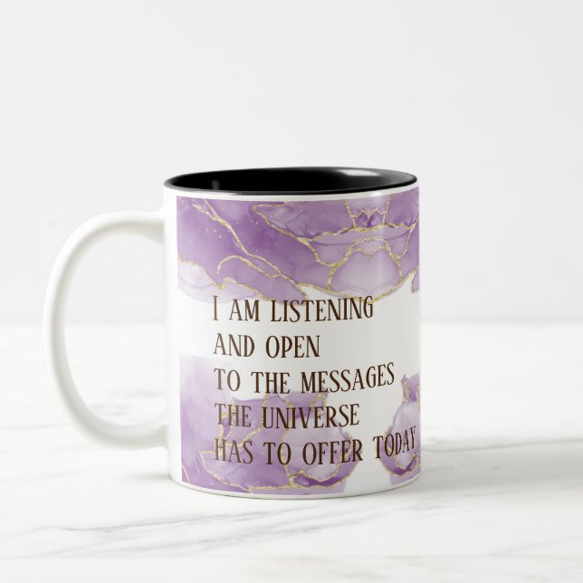 Positive Affirmation Marble Green/Gold Zweifarbige Tasse (Links)