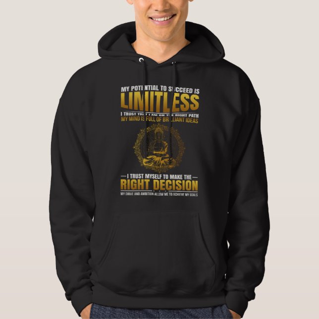 Positive Affirmation Success Buddha Mantra Hoodie (Vorderseite)