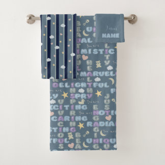 Positive Affirmationen A-Z Blau Badhandtuch Set