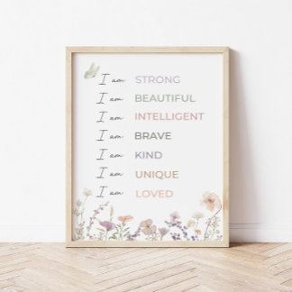 Positive Affirmationen Druck: Wildblumen Wandkunst Poster