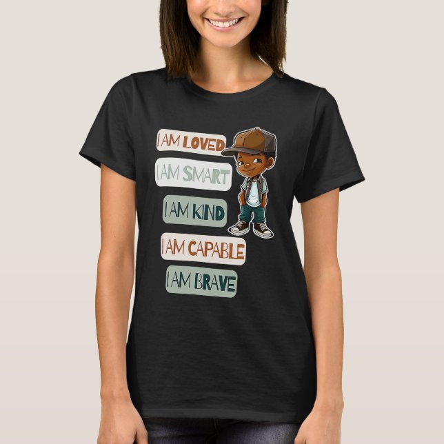 Positive Affirmations for African American Boys T-Shirt (Vorderseite)
