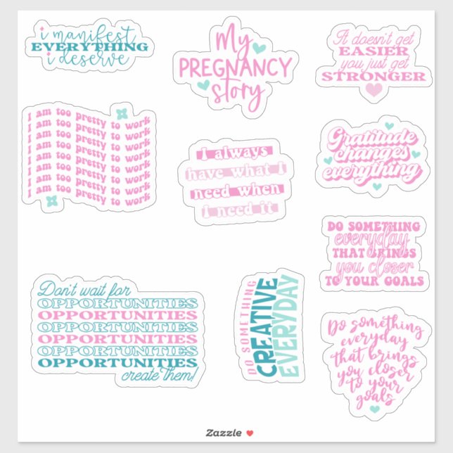 Positive Affirmations Spiegelpack Set von Aufkleber (Blatt)